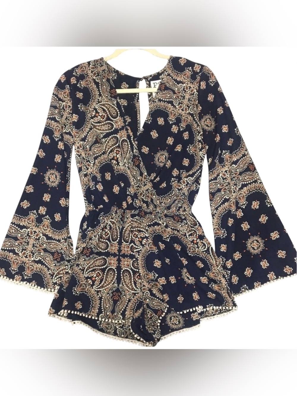 PPLA Shorts Romper Black Paisley Print Medium